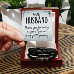 Havijo Being Special men's leather bracelet featuring black and brown leather straps with metal accents, stylish men's jewelry.