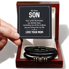Havijo Your Smile men's leather bracelet with metal clasp, featuring a sleek, stylish design for casual and everyday wear.