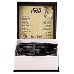 Havijo "To My Son" cross bracelet featuring a silver-tone jewelry piece with engraved message, designed for meaningful gift-giving.
