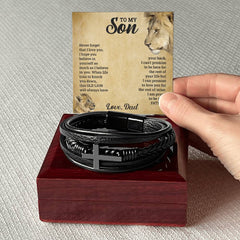 Havijo To My Son cross bracelet jewelry with a silver-tone cross charm and adjustable chain for heartfelt gift.
