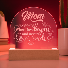 Havijo Mom's Love dome plaque jewelry featuring a heartfelt design with engraved details and a polished finish.