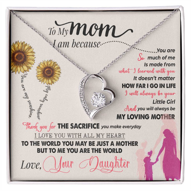 Havijo You Are My Sunshine Forever Love Necklace with a delicate pendant resting on a jewelry display.