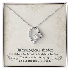 Havijo Unbiological Sister Forever Love Necklace featuring a delicate chain and heart pendant, symbolizing unbreakable sisterly bonds.
