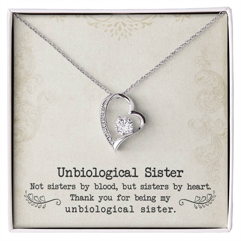 Havijo Unbiological Sister Forever Love Necklace featuring a delicate chain and heart pendant, symbolizing unbreakable sisterly bonds.