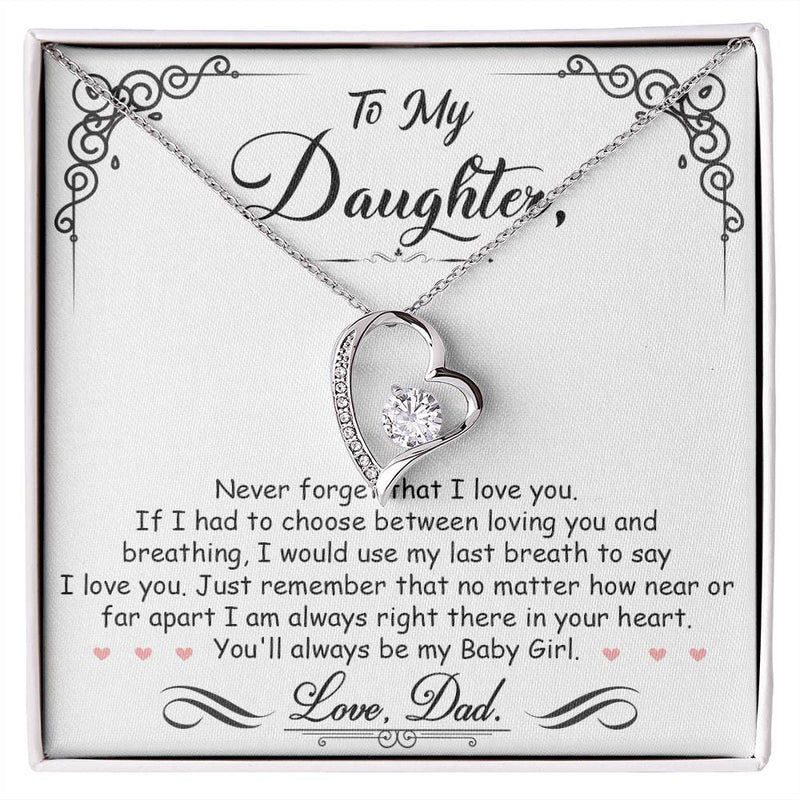 Havijo My Baby Girl Forever Love Necklace featuring a delicate pendant, perfect for sentimental jewelry for mothers and daughters.