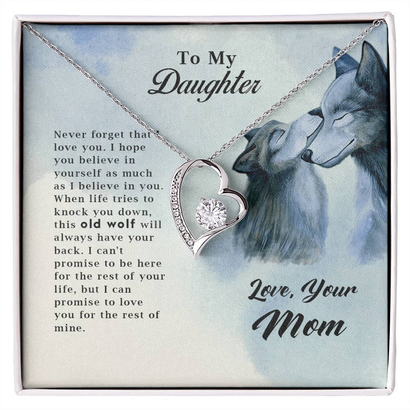 Silver Old Wolf Forever Love Necklace by Havijo featuring a detailed wolf pendant on a delicate chain.