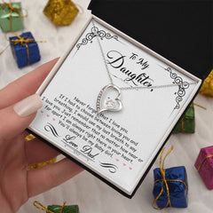 Havijo My Baby Girl Forever Love Necklace jewelry with a delicate pendant featuring a heart and baby girl charm.