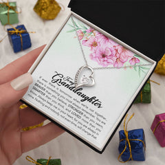 Havijo Brave Granddaughter Forever Love Necklace shown in close-up, featuring a delicate jewelry piece with heartfelt design.