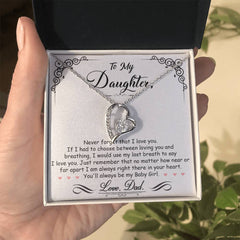 Havijo My Baby Girl Forever Love Necklace with a delicate pendant, perfect for sentimental jewelry for moms and loved ones.