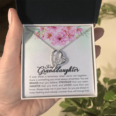 Havijo Brave Granddaughter Forever Love Necklace with heart pendant and delicate chain, elegant jewelry gift for granddaughter