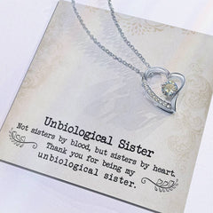 Havijo Unbiological Sister Forever Love Necklace featuring a delicate chain and heart pendant symbolizing sisterly bond.