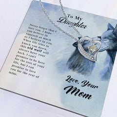 Old Wolf Forever Love Necklace by Havijo featuring a silver heart pendant on a delicate chain, jewelry accessory for special occasions.