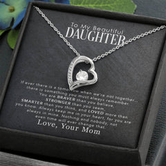 Havijo My Beautiful Daughter Forever Love Necklace featuring a delicate pendant on a silver chain, ideal for special occasions.