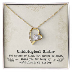 Havijo Unbiological Sister Forever Love Necklace featuring a delicate chain and heart pendant for meaningful sister jewelry.