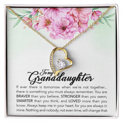 Havijo Brave Granddaughter Forever Love Necklace featuring a delicate silver pendant with engraved heartfelt message.
