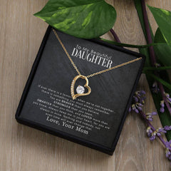 Havijo My Beautiful Daughter Forever Love Necklace featuring a delicate silver pendant with engraved heartfelt message.