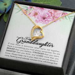 Havijo Brave Granddaughter Forever Love Necklace with heart pendant, silver jewelry, elegant design, perfect gift for granddaughter
