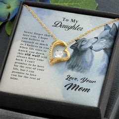 Havijo Old Wolf Forever Love Necklace featuring a detailed wolf pendant on a silver chain, elegant jewelry accessory.