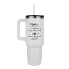 Havijo Nurse jewelry tumbler featuring a nurse-themed charm with intricate detailing on a sleek tumbler surface.