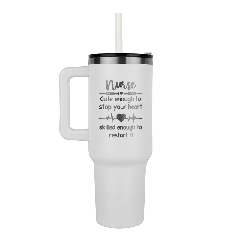 Havijo Nurse jewelry tumbler featuring a nurse-themed charm with intricate detailing on a sleek tumbler surface.
