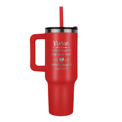 Havijo Nurse jewelry tumbler featuring a nurse-themed charm with a sleek, polished design on a clear glass tumbler.