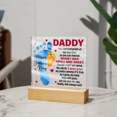 Havijo acrylic square jewelry piece titled "When I Was Small and Sweet," featuring colorful, artistic design on a square pendant.