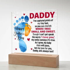 Havijo acrylic square jewelry piece from "When I Was Small and Sweet" collection, featuring colorful abstract design.