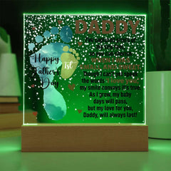 Havijo acrylic square jewelry piece with "When I Was Small and Sweet" engraved, featuring a modern, artistic design.
