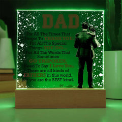 Havijo Thank You Dad acrylic square jewelry piece with engraved message, showcasing a sleek, modern design.