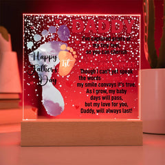 Havijo acrylic square jewelry piece with "When I Was Small and Sweet" engraved, showcasing a sleek, modern design.