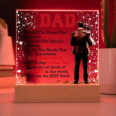 Havijo Thank You Dad acrylic square jewelry piece with engraved design, featuring a sleek, modern rectangular shape.