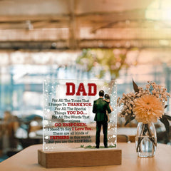 Havijo Thank You Dad acrylic square jewelry piece with engraved message, rectangular design, and polished surface.
