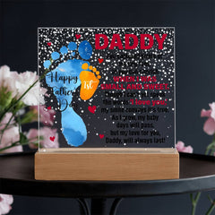 Havijo small acrylic square jewelry piece with "When I Was Small and Sweet" engraved, featuring a sleek, modern design.