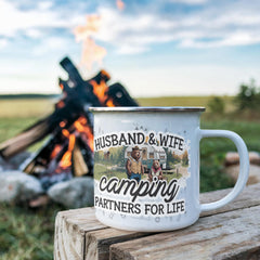Havijo Camping Partners For Life jewelry camping mug pendant with detailed engraved design on metal surface