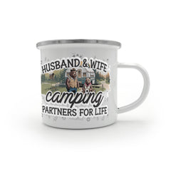 Havijo Camping Partners For Life jewelry camping mug pendant with engraved design, showcasing outdoor adventure theme.