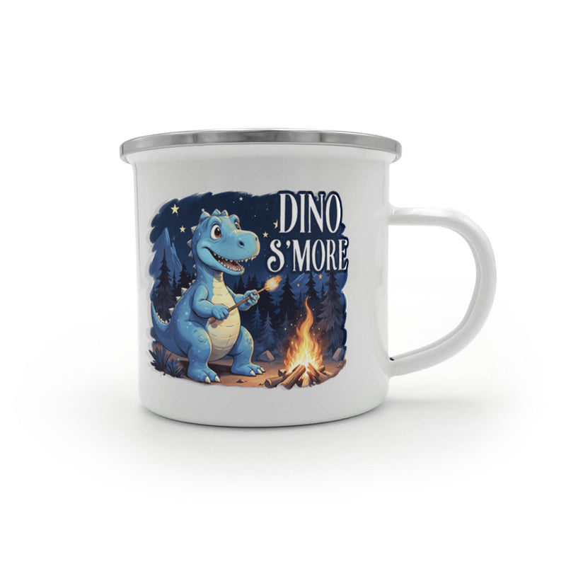 Havijo Dino Smores camping mug with colorful dinosaur design, ceramic mug for outdoor and camping use.