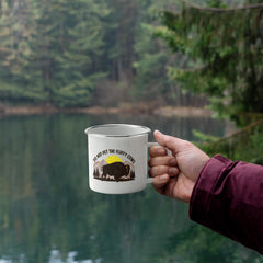 Colorful Fluffy Cows jewelry by Havijo, featuring playful cow-shaped charms on a camping mug, with vibrant fluffy details.