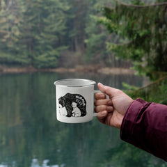 Havijo Mama Bear camping mug jewelry with bear charm, featuring detailed metalwork and outdoor-inspired design.