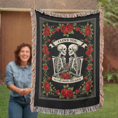 Havijo Til Death Do Us Part heirloom blanket featuring intricate embroidery and soft fabric in a cozy, decorative design.