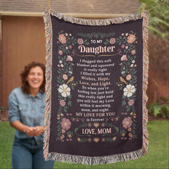 Havijo To My Daughter heirloom blanket with embroidered heartfelt message, soft and cozy fabric for cherished keepsake.