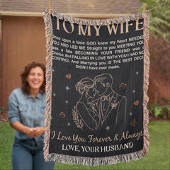 Havijo To My Wife heirloom blanket with intricate woven design, soft textured fabric, and heartfelt message for special occasions