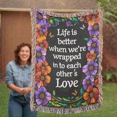 Havijo Life is Better With You heirloom blanket featuring soft, cozy fabric with a heartfelt embroidered message.