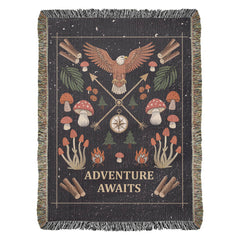 Havijo Adventure Awaits woven blanket with colorful geometric patterns, cozy and soft for outdoor or indoor use.