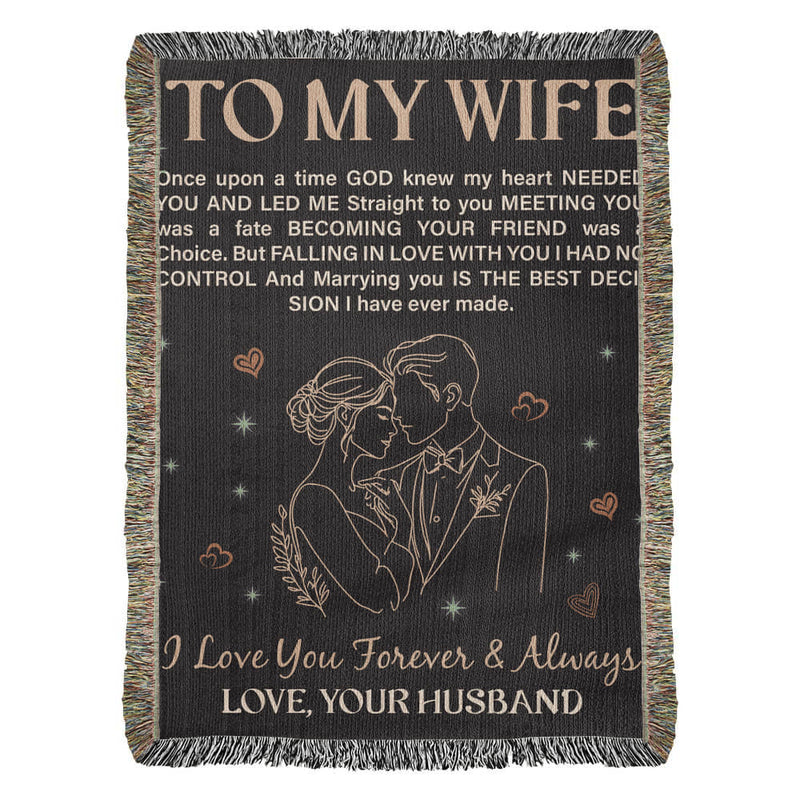 Havijo To My Wife heirloom blanket featuring intricate woven design and soft fabric, perfect for cozy comfort and heartfelt gift.
