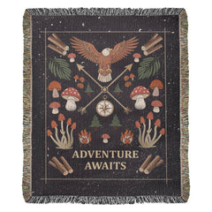 Havijo Adventure Awaits woven blanket with colorful geometric patterns, soft and cozy for home decor or outdoor use.
