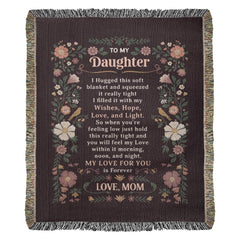 Havijo To My Daughter heirloom blanket with intricate embroidery, soft fabric, perfect for gifting and keepsake.