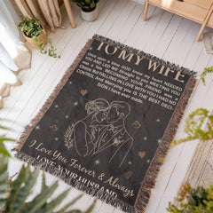 Havijo To My Wife heirloom blanket with intricate embroidery, soft and cozy fabric perfect for heartfelt gift-giving.