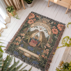 Havijo Til We Croak heirloom blanket with intricate woven design, soft fabric, and vibrant earthy tones.