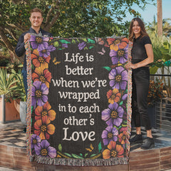 Havijo Life is Better With You heirloom blanket featuring soft, woven fabric with heartfelt embroidery design.