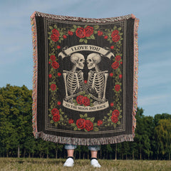 Havijo Til Death Do Us Part heirloom blanket with intricate embroidered design and soft woven fabric.